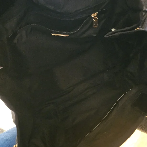 Tory Burch Ella Nylon & Patent Leather Black Tote Bag - Picture 6 of 14